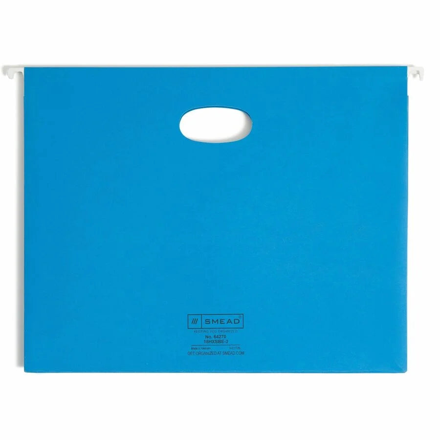 Smead 1/5 Tab Cut Letter Recycled Hanging Folder - 8 1/2’’ x 11’’ - 3’’ Expansion - Top Location - Assorted Position