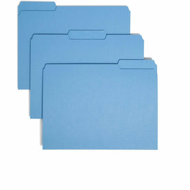 Smead Recycled Interior File Folders - Letter Size - Blue - 100/Box - Top Tab