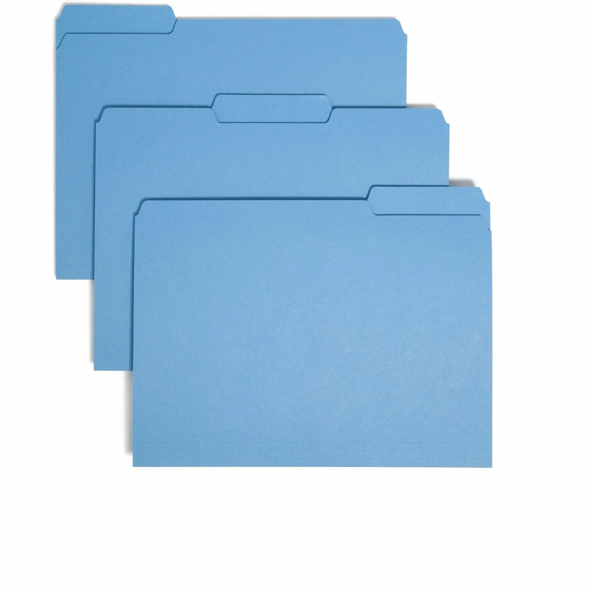 Smead Recycled Interior File Folders - Letter Size - Blue - 100/Box - Top Tab