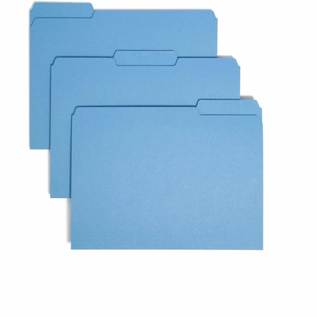 Smead Recycled Interior File Folders - Letter Size - Blue - 100/Box - Top Tab