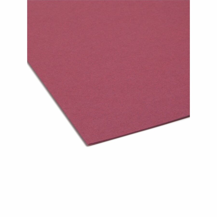 Smead Recycled Interior File Folders - Letter Size - Maroon - 100/Box - Top Tab