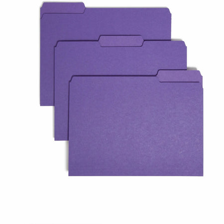 Smead Recycled Interior File Folders - Letter Size - Purple - 100/Box - Top Tab