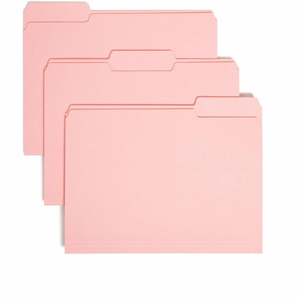 Smead Recycled Interior File Folders - Pink - 100/Box - Top Tab
