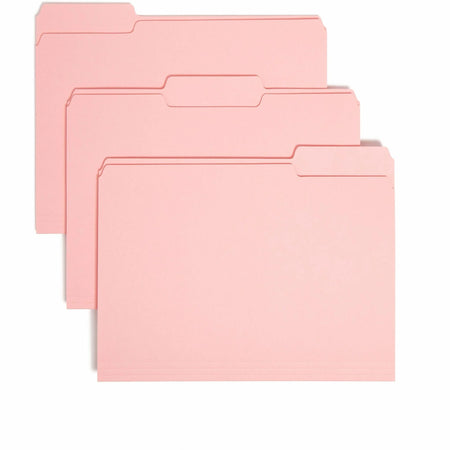 Smead Recycled Interior File Folders - Pink - 100/Box - Top Tab