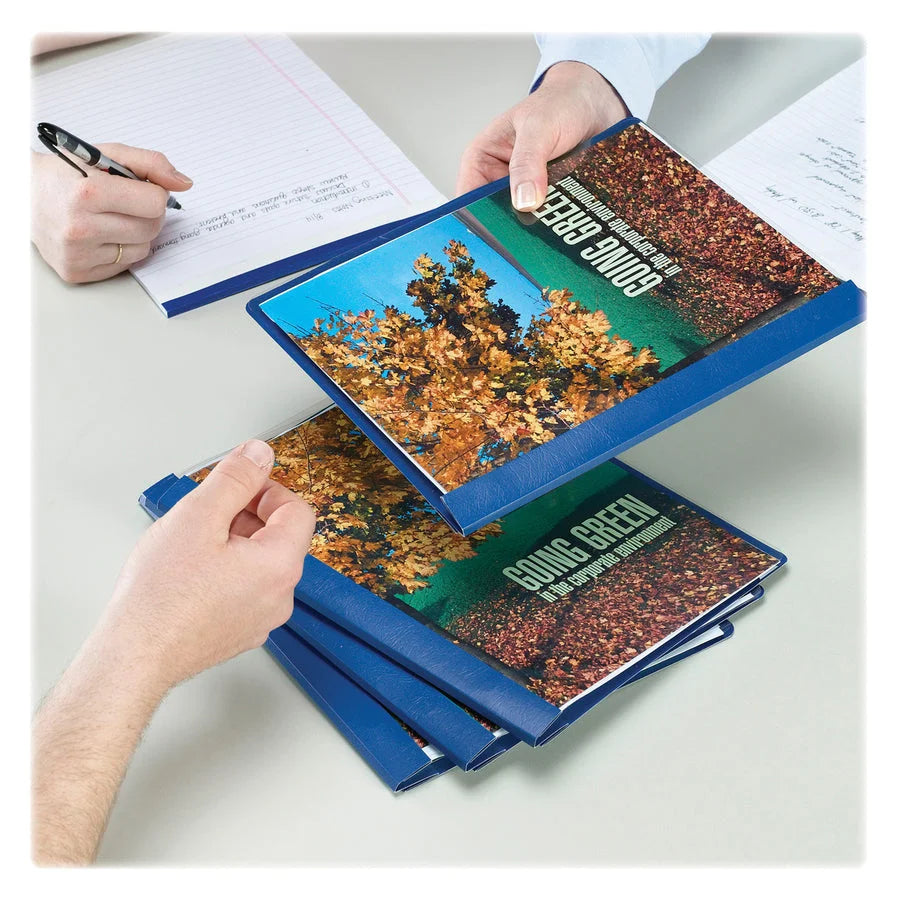 Smead Recycled Report Cover: Blue Vinyl 3 Fasteners - 25/Box - Covers
