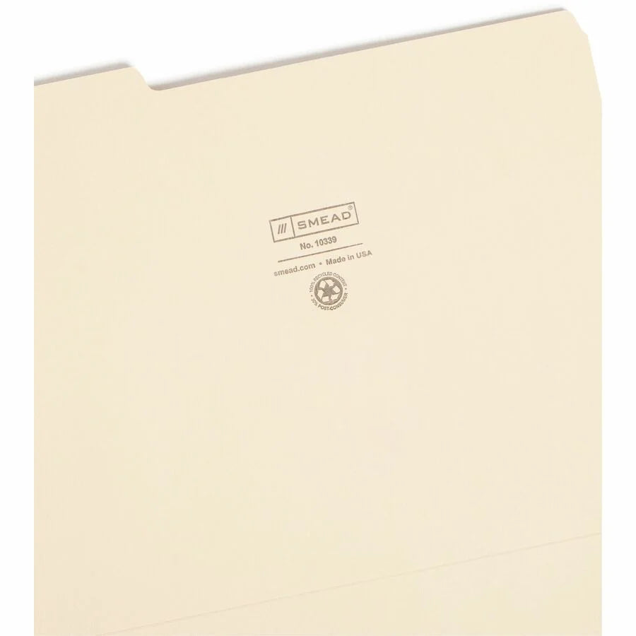 Smead Recycled Top Tab File Folders - Assorted Position - 100% - 100/Box