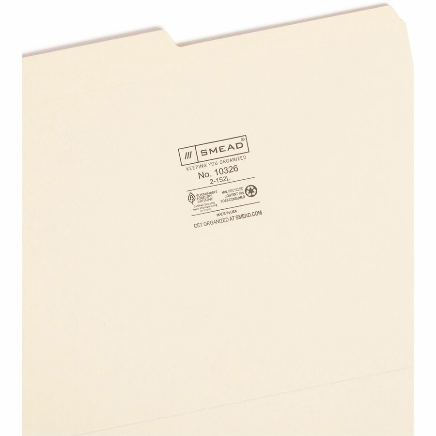 Smead Recycled Top Tab File Folders - Durable Manila 100/Box