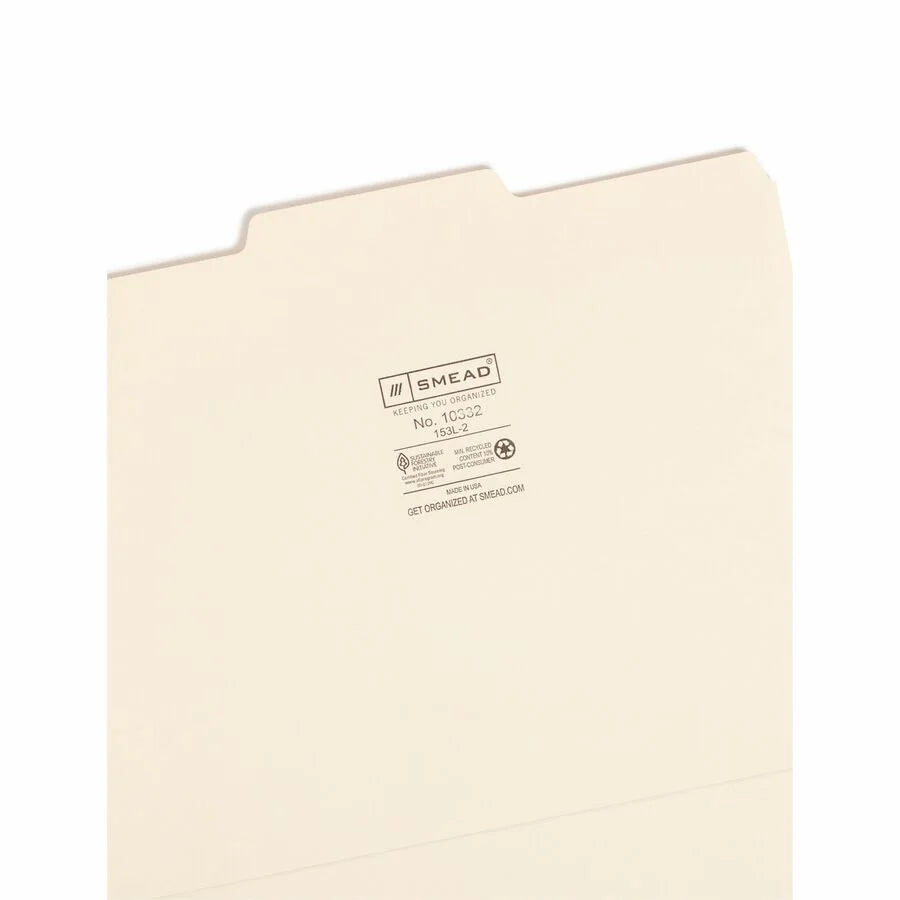 Smead Recycled Top Tab File Folders - Letter Size - 100/Box