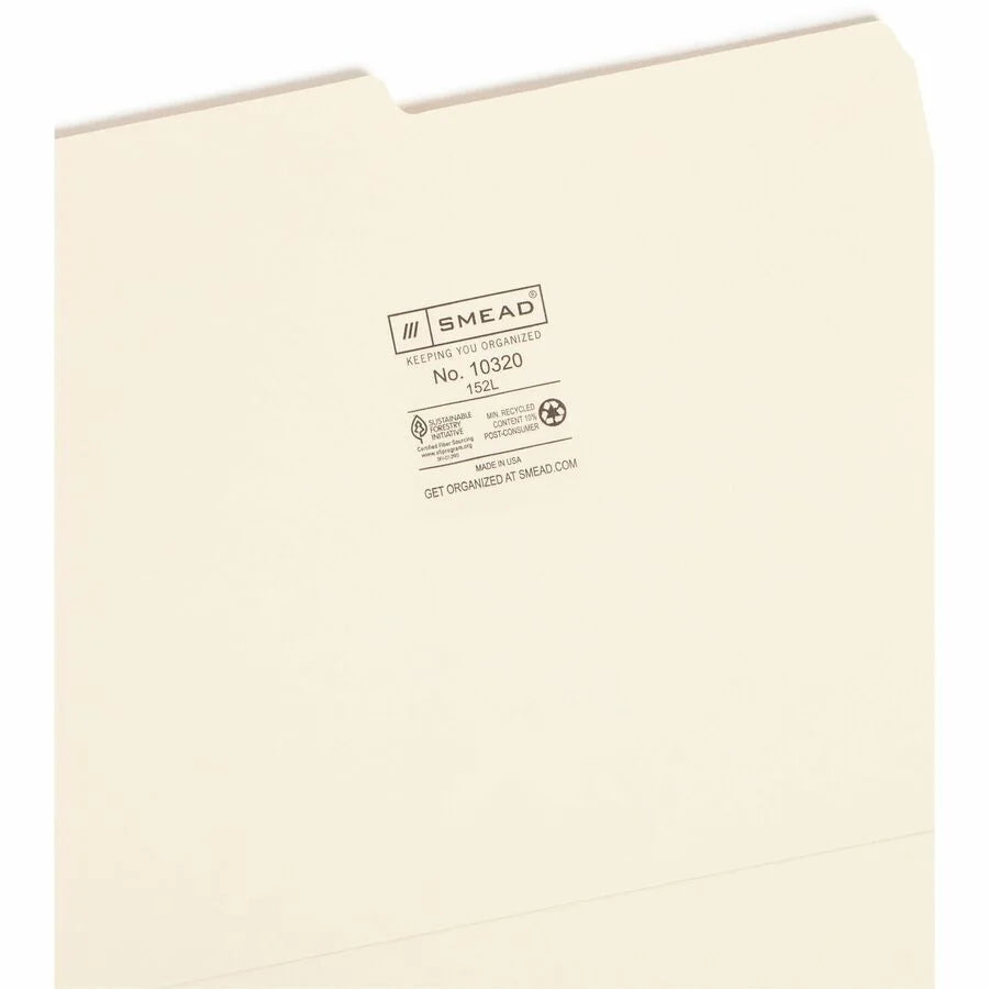 Smead Recycled Top Tab File Folders - Letter Size - Assorted Position