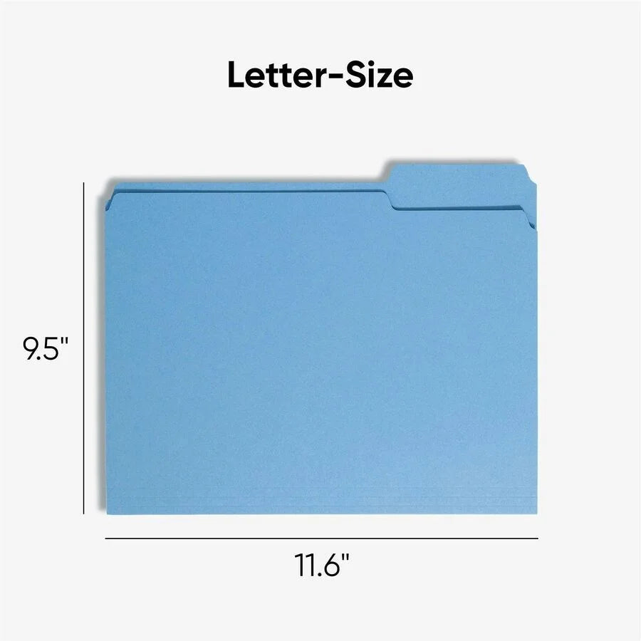 Smead Recycled Top Tab File Folders - Letter Size - Blue - 100/Box
