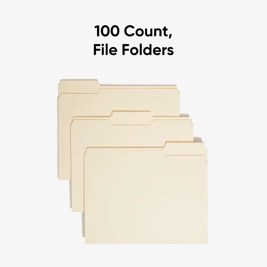 Smead Recycled Top Tab File Folders - Sturdy Manila 100/Box