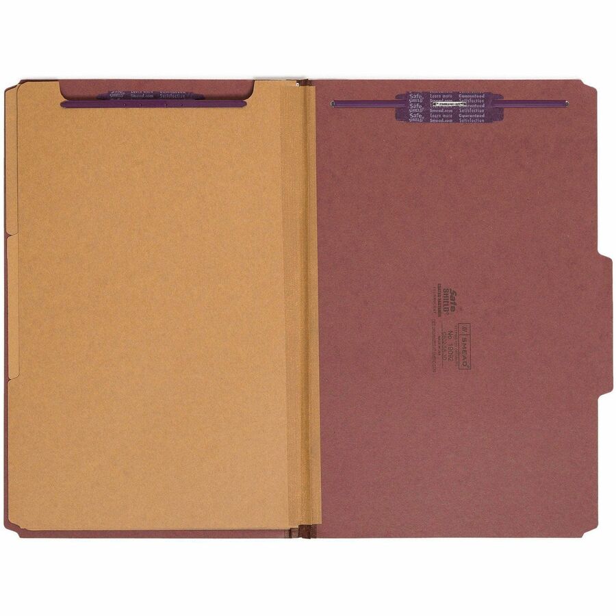 Smead SafeSHIELD 2/5 Tab Cut Legal Recycled Classification Folder - Front