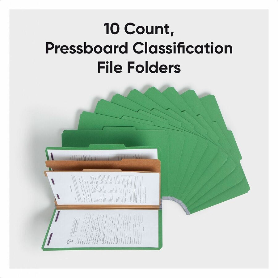 Smead SafeSHIELD 2/5 Tab Cut Legal Recycled Classification Folder - 8 1/2’’ x 14’’ - 2’’ Expansion - 2 2S Fastener(s)