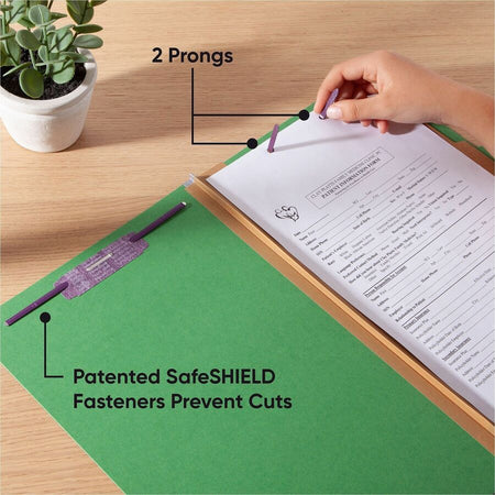 Smead SafeSHIELD 2/5 Tab Cut Legal Recycled Classification Folder - 8 1/2’’ x 14’’ - 2’’ Expansion - 2 2S Fastener(s)