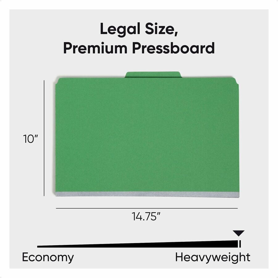 Smead SafeSHIELD 2/5 Tab Cut Legal Recycled Classification Folder - 8 1/2’’ x 14’’ - 2’’ Expansion - 2 2S Fastener(s)