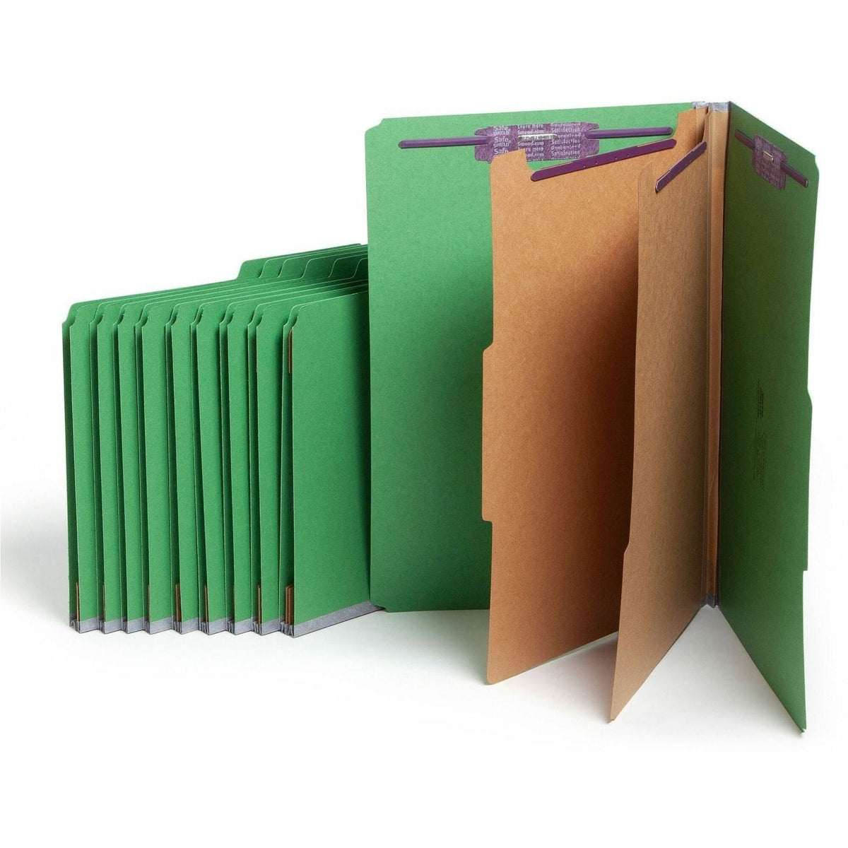 Smead SafeSHIELD 2/5 Tab Cut Legal Recycled Classification Folder - 8 1/2’’ x 14’’ - 2’’ Expansion - 2 2S Fastener(s)