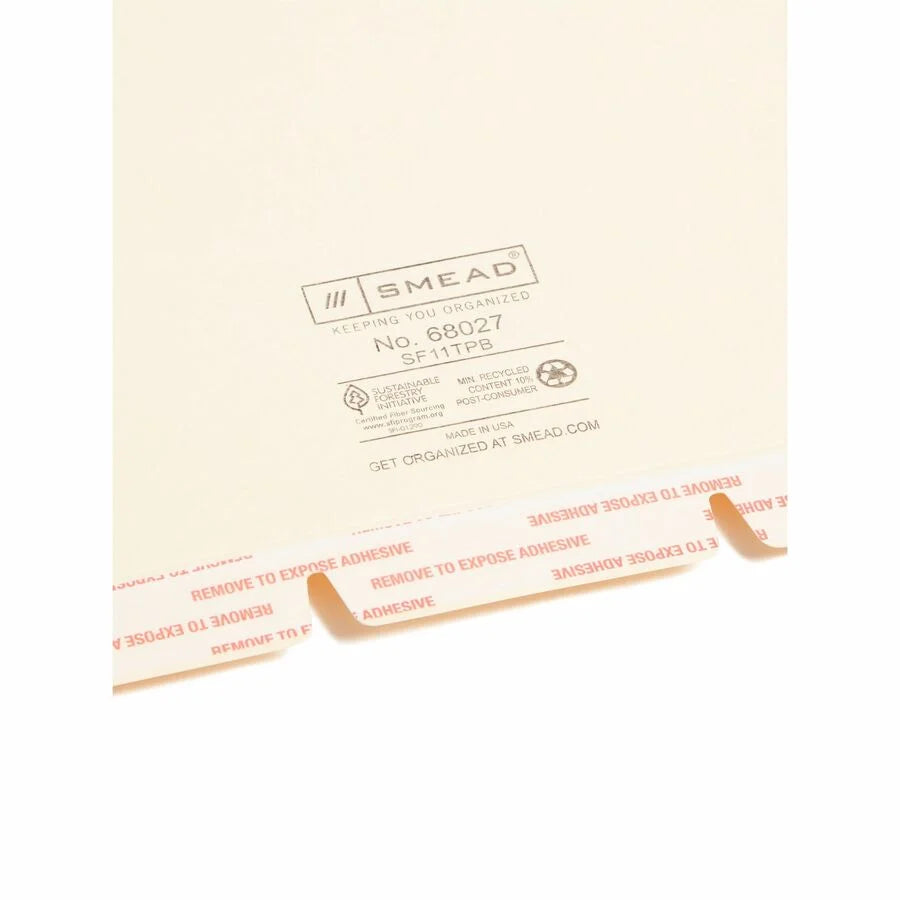 Smead Self-Adhesive Folder Dividers: Twin-Prong Fastener Letter Size 100/Box - Filing Accessories
