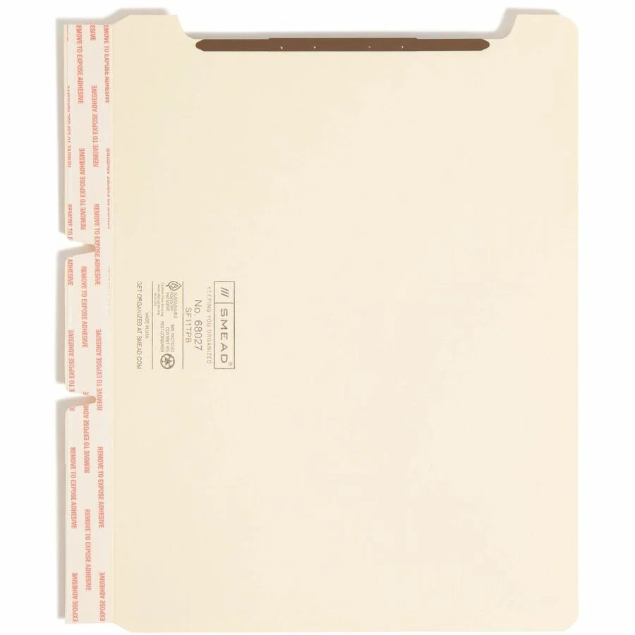 Smead Self-Adhesive Folder Dividers: Twin-Prong Fastener Letter Size 100/Box - Filing Accessories