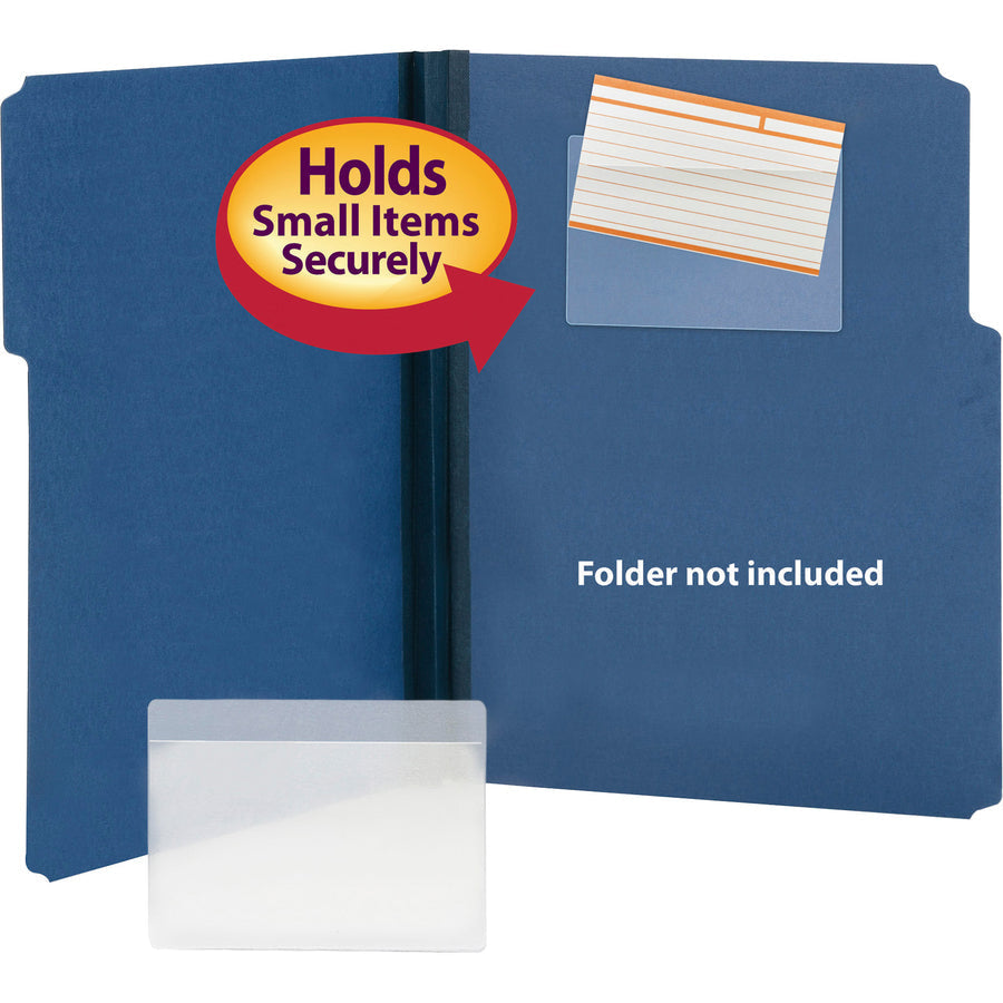 Smead Self-Adhesive Pockets - For 5 5/16’’ x 3 5/8’’ Sheet - Clear - Poly - 100 / Box - Filing Jackets &