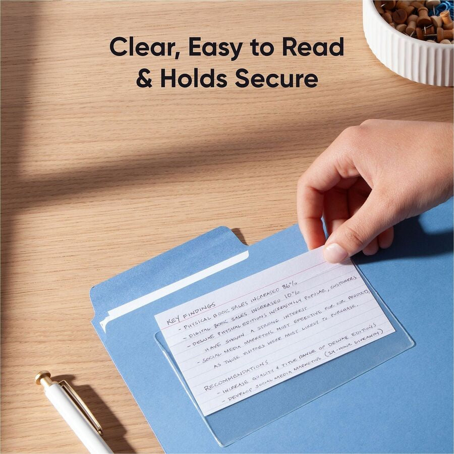 Smead Self-Adhesive Pockets - For 5 5/16’’ x 3 5/8’’ Sheet - Clear - Poly - 100 / Box - Filing Jackets &