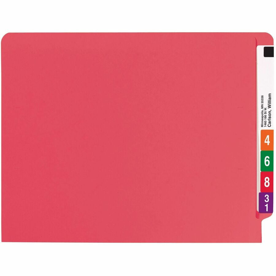 Smead Shelf-Master Straight Tab Cut Letter Recycled Fastener Folder - 8 1/2’’ x 11’’ - 3/4’’ Expansion - 2 2B