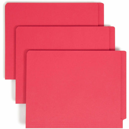Smead Shelf-Master Fastener Folder - Red Heavyweight 10% Recycled - End Tab Folders