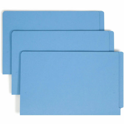 Smead Shelf-Master Legal Fastener Folder - Blue Heavyweight - 50/Box - End Tab Folders