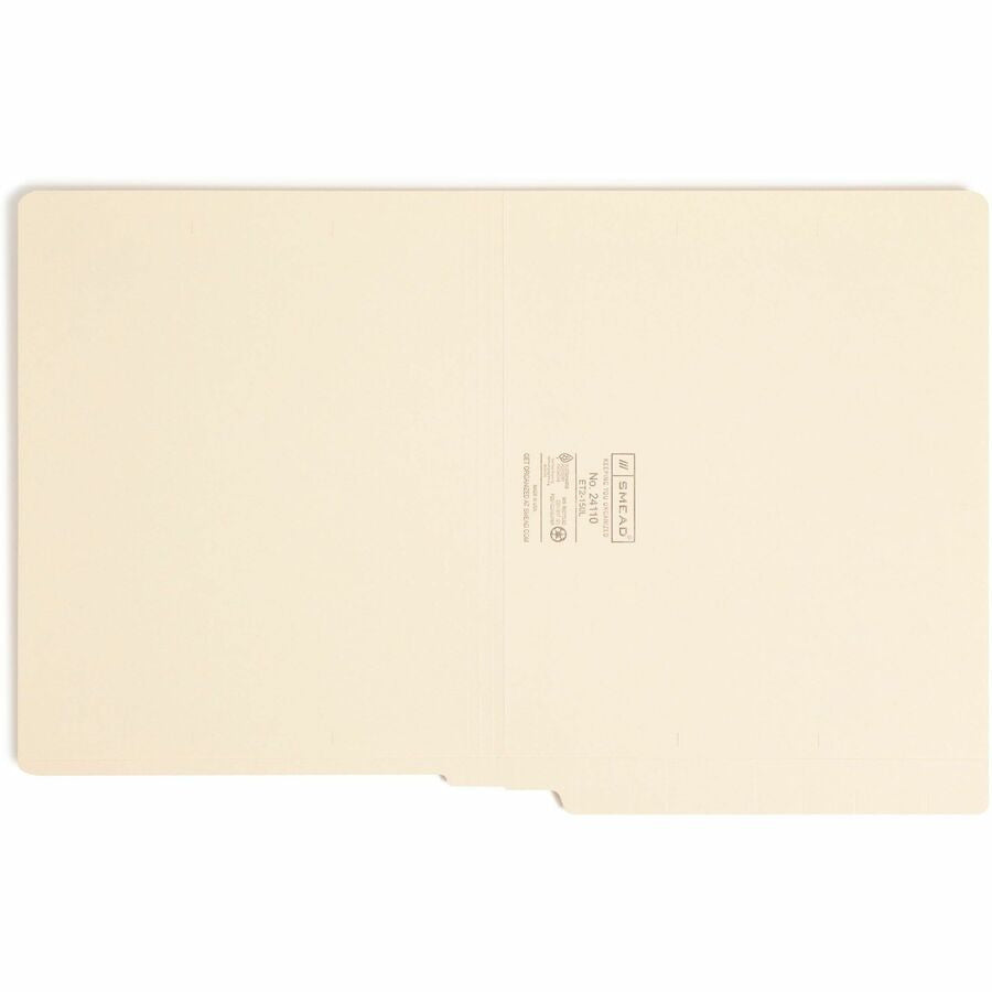 Smead Shelf-Master Straight Tab Cut Letter Recycled End File Folder - 8 1/2’’ x 11’’ - 3/4’’ Expansion - 11 pt. - 2