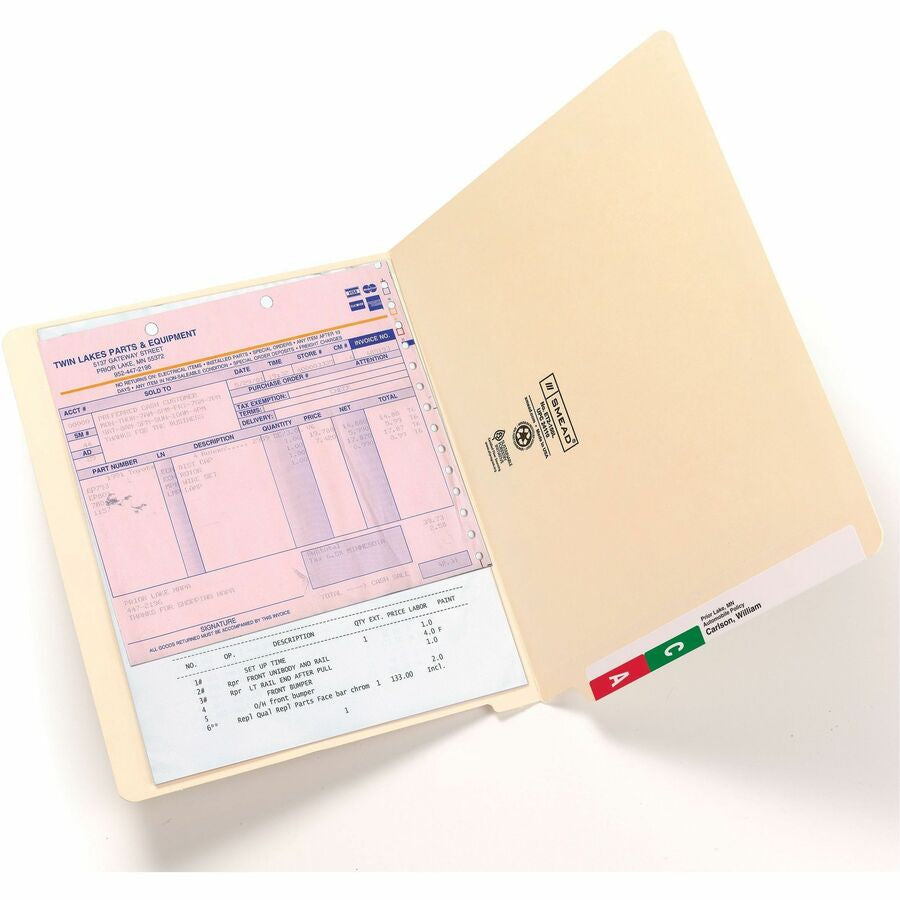 Smead Shelf-Master Straight Tab Cut Letter Recycled End File Folder - 8 1/2’’ x 11’’ - 3/4’’ Expansion - 11 pt. - 2