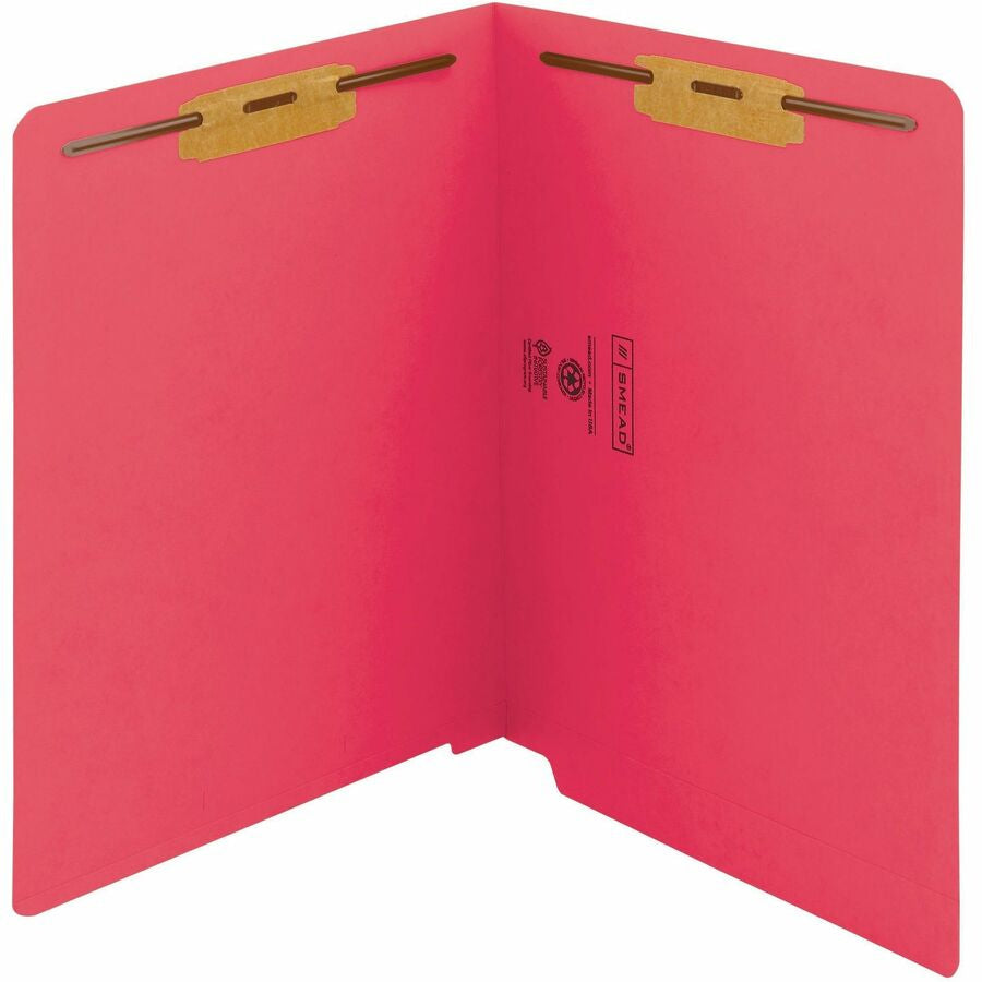 Smead Shelf-Master Straight Tab Cut Letter Recycled Fastener Folder - 8 1/2’’ x 11’’ - 3/4’’ Expansion - 2 2B