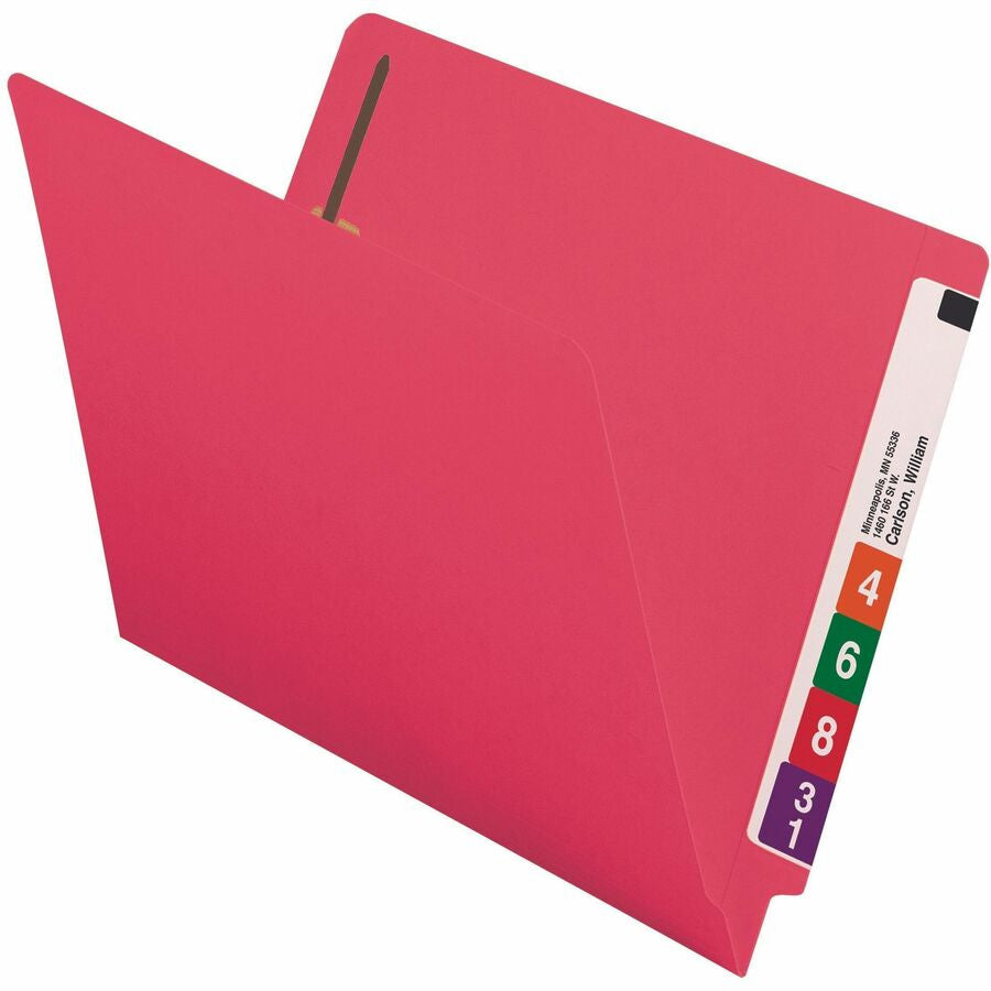 Smead Shelf-Master Straight Tab Cut Letter Recycled Fastener Folder - 8 1/2’’ x 11’’ - 3/4’’ Expansion - 2 2B
