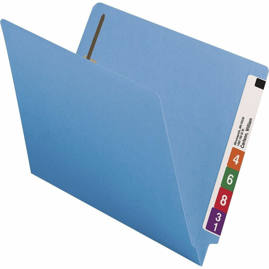 Smead Shelf-Master Straight Tab Cut Letter Recycled Fastener Folder - 8 1/2’’ x 11’’ - 3/4’’ Expansion - 2 2B