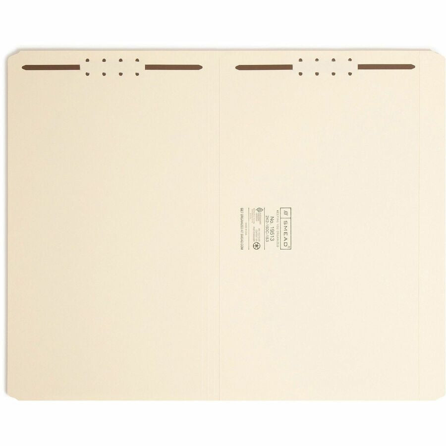 Smead Straight Tab Cut Legal Recycled Fastener Folder - 8 1/2’’ x 14’’ - 3/4’’ Expansion - 2 2K Fastener(s) - 2’’