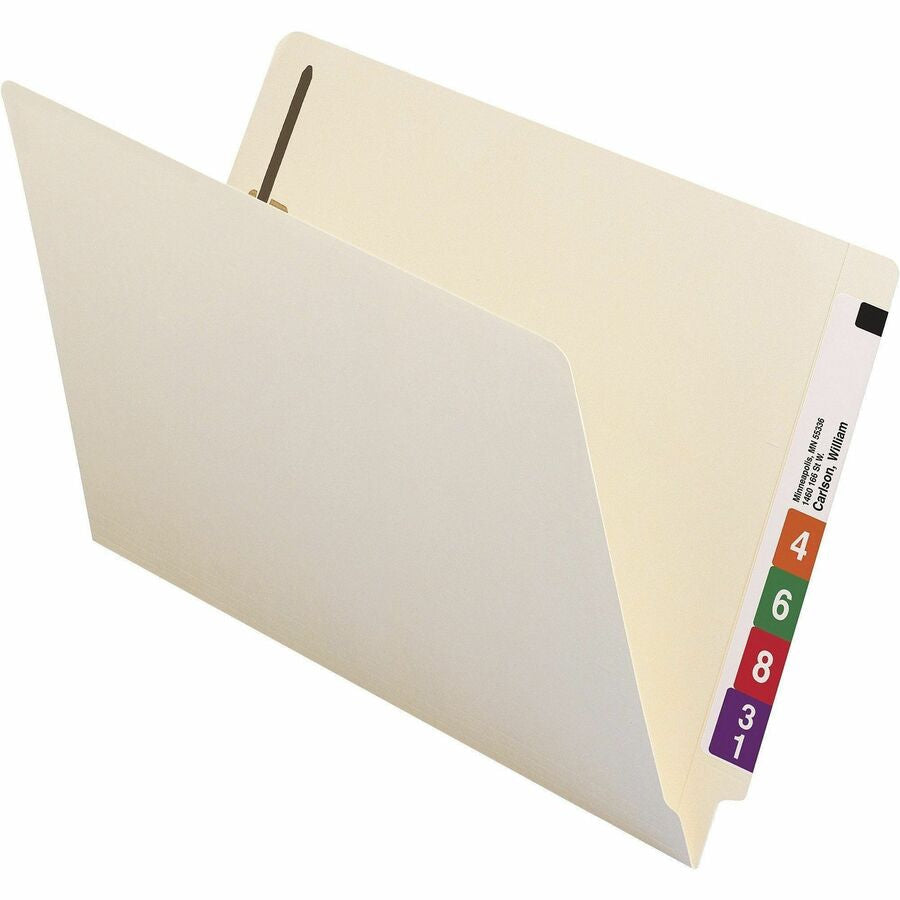 Smead Straight Tab Cut Legal Recycled Fastener Folder - 8 1/2’’ x 14’’ - 3/4’’ Expansion - 2 2B Fastener(s) - 2’’