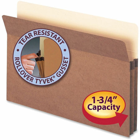 Smead Straight Tab Cut Legal Recycled File Pocket - 8 1/2’’ x 14’’ - 1 3/4’’ Expansion - Top Location - 12.5 pt.