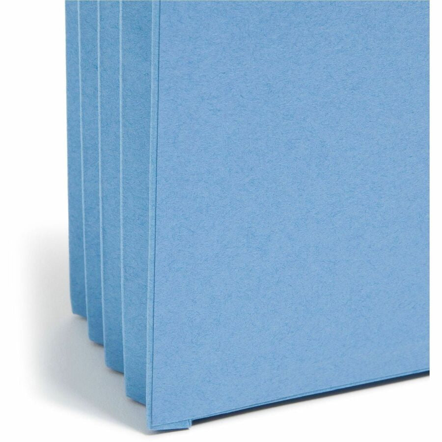Smead Straight Tab Cut Legal Recycled File Pocket - 8 1/2’’ x 14’’ - 3 Expansion - Top Location - Blue - Tear Resistant
