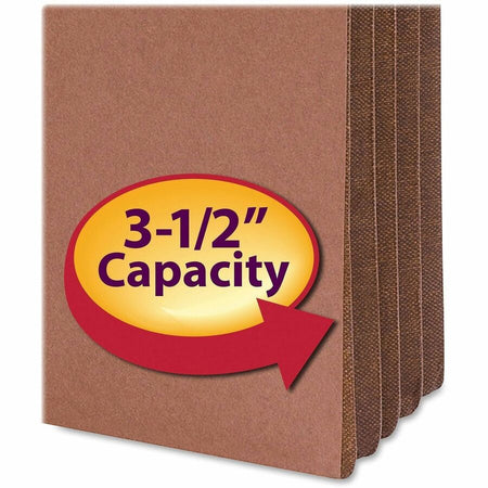 Smead Straight Tab Cut Legal Recycled File Pocket - 8 1/2’’ x 14’’ - 3 Expansion - Top Location - 12.5 pt. - Redrope