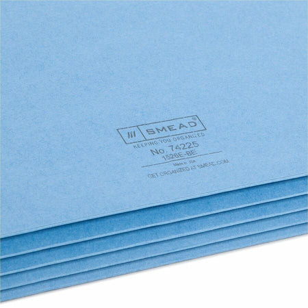 Smead Straight Tab Cut Legal Recycled File Pocket - 8 1/2’’ x 14’’ - 3 Expansion - Top Location - Blue - Tear Resistant