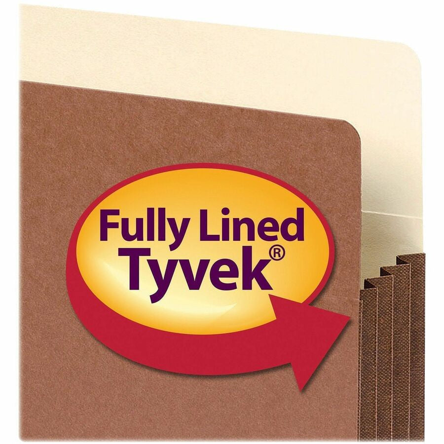 Smead Straight Tab Cut Legal Recycled File Pocket - 8 1/2’’ x 14’’ - 3 Expansion - Top Location - 12.5 pt. - Redrope