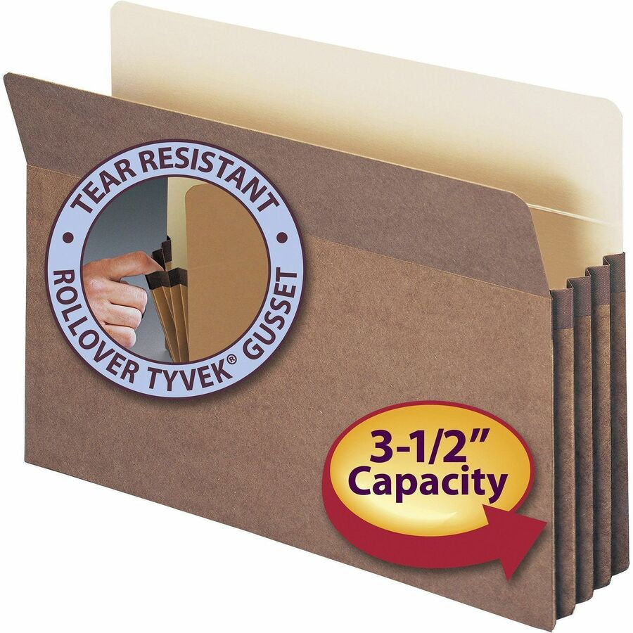 Smead Straight Tab Cut Legal Recycled File Pocket - 8 1/2’’ x 14’’ - 3 Expansion - 12.5 pt. - Redrope - Filing Jackets