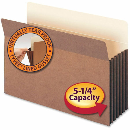 Smead Straight Tab Cut Legal Recycled File Pocket - 8 1/2’’ x 14’’ - 5 1/4’’ Expansion - Top Location - 12.5 pt.