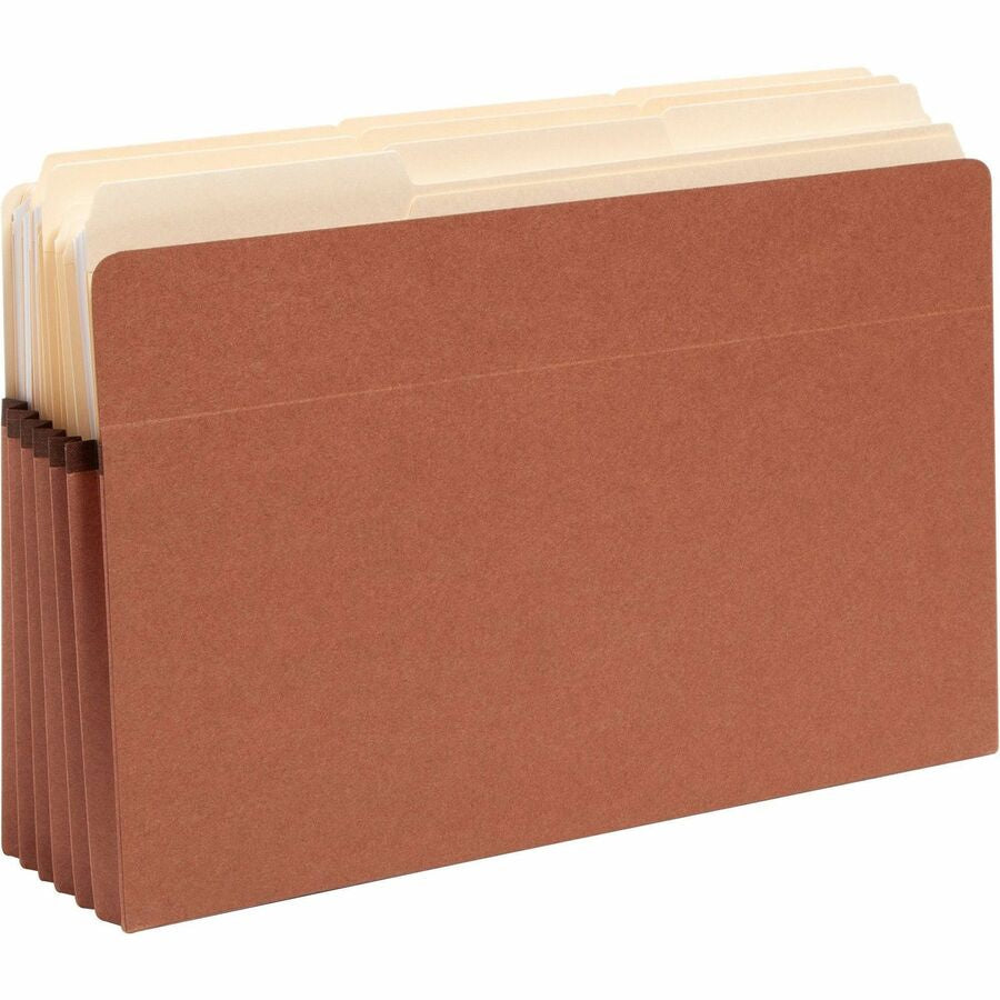 Smead Straight Tab Cut Legal Recycled File Pocket - 8 1/2’’ x 14’’ - 5 1/4’’ Expansion - 12.5 pt. - Redrope - Filing