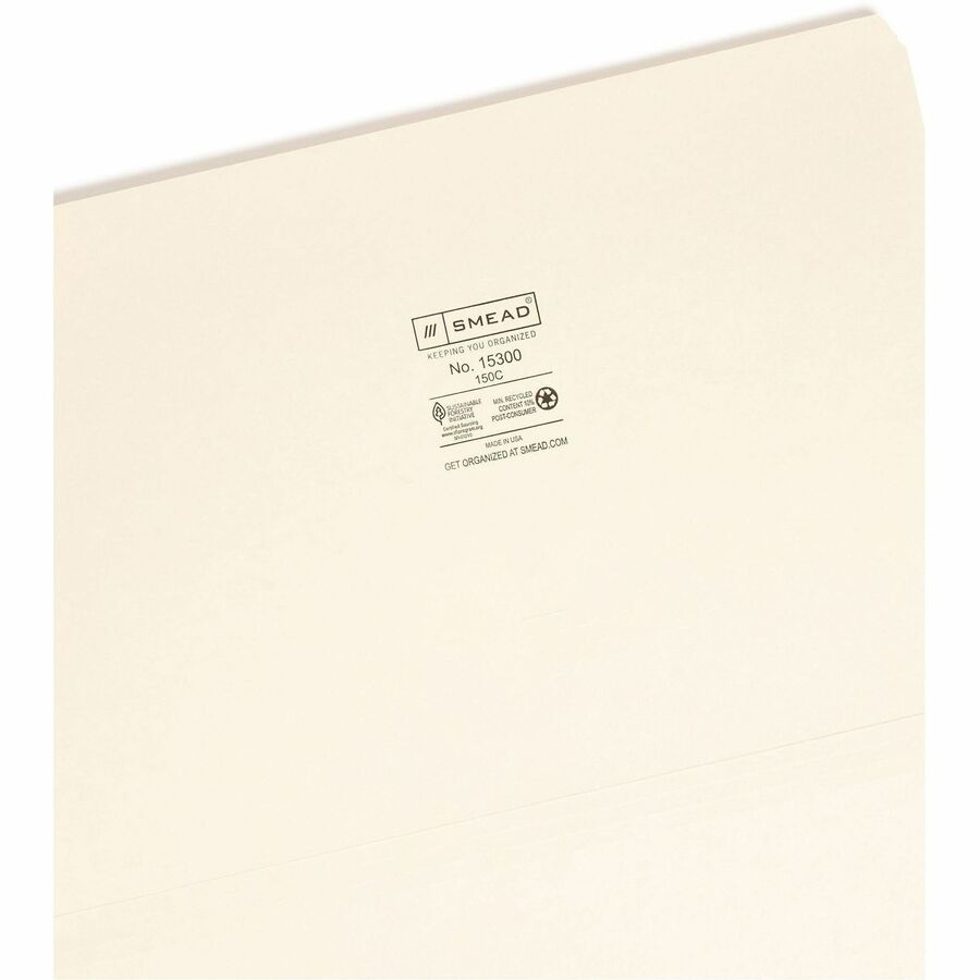 Smead Straight Tab Cut Legal Recycled Top Tab File Folder - Right