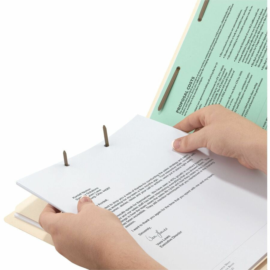 Smead Straight Tab Cut Letter Recycled Classification Folder - 8 1/2’’ x 11’’ - 2’’ Expansion - 2 2B Fastener(s)