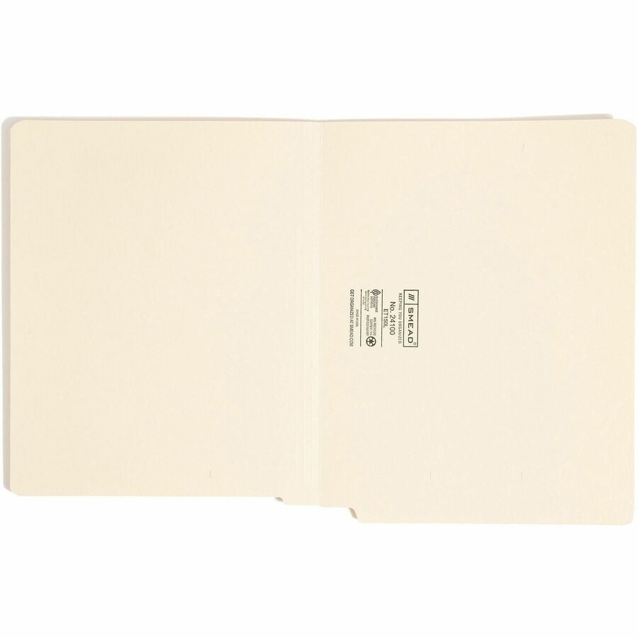 Smead Straight Tab Cut Letter Recycled End File Folder - 8 1/2’’ x 11’’ - 3/4’’ Expansion - 11 pt. - 1 Plys - Manila