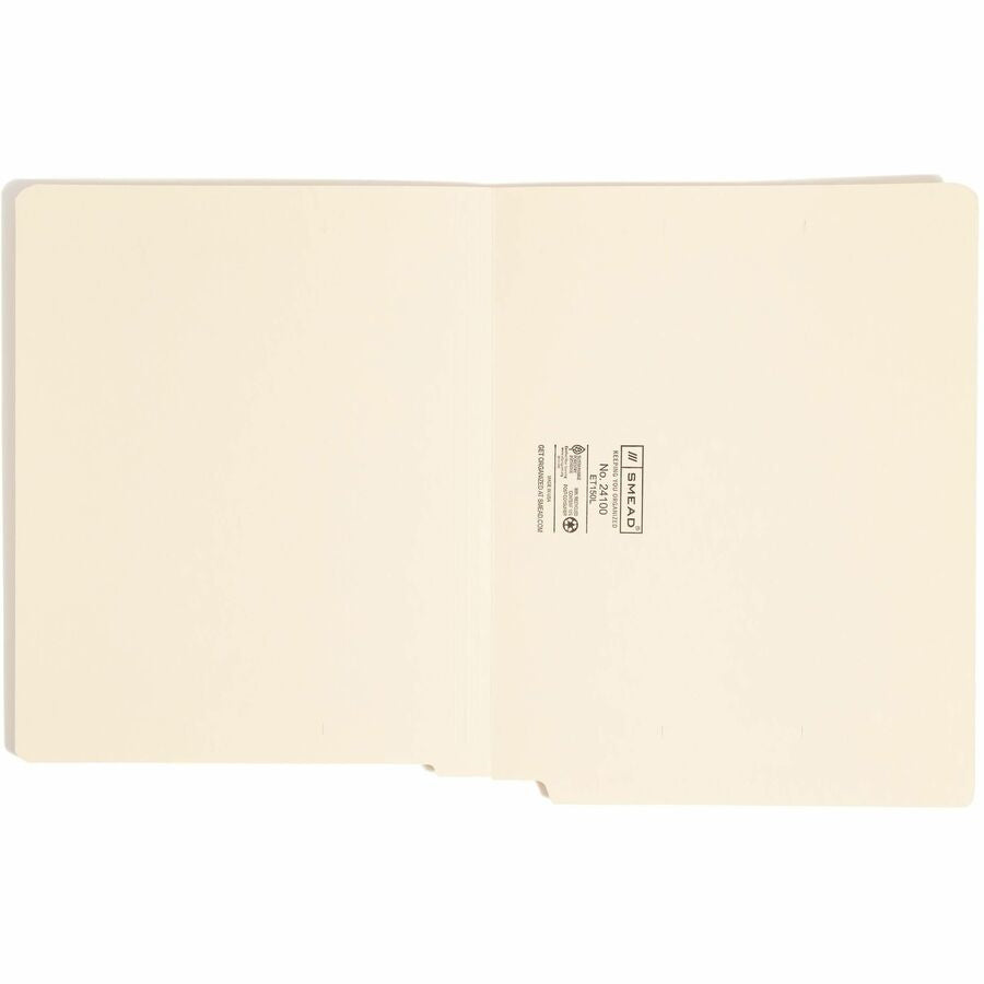 Smead Straight Tab Cut Letter Recycled End File Folder - 8 1/2’’ x 11’’ - 3/4’’ Expansion - 11 pt. - 1 Plys - Manila