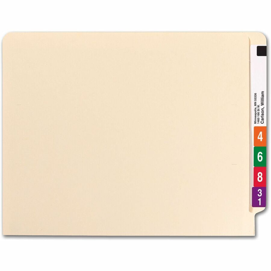 Smead Straight Tab Cut Letter Recycled End File Folder - 8 1/2’’ x 11’’ - 1 Expansion - 14 pt. - 2 Plys - Manila