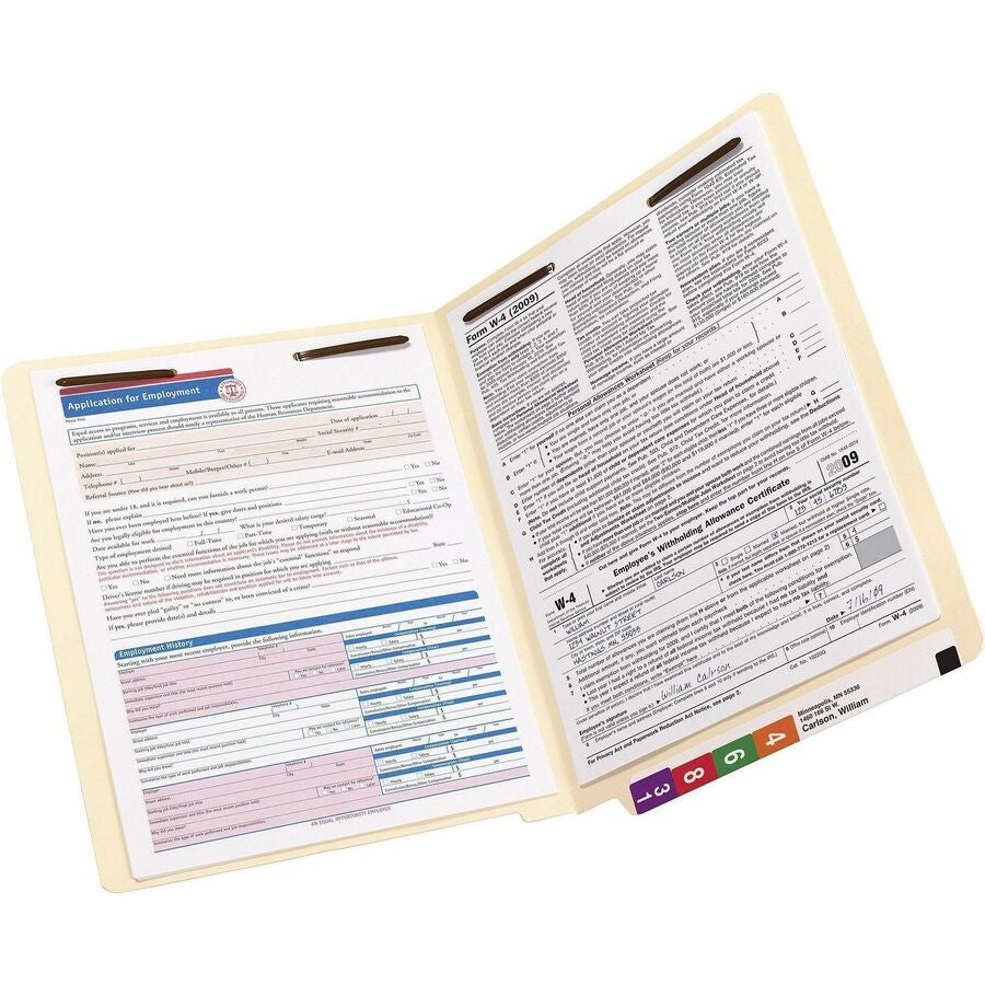 Smead Straight Tab Cut Letter Recycled Fastener Folder - 8 1/2’’ x 11’’ - 3/4’’ Expansion - 2 2B Fastener(s) - 2’’