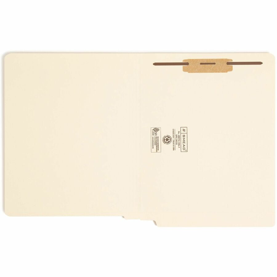 Smead Straight Tab Cut Letter Recycled Fastener Folder - 8 1/2’’ x 11’’ - 3/4’’ Expansion - 1 2B Fastener(s) - 2’’