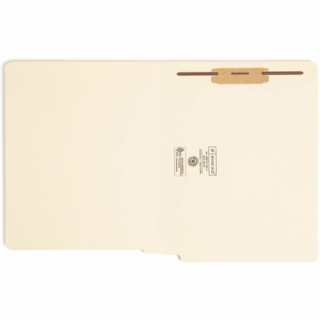 Smead Straight Tab Cut Letter Recycled Fastener Folder - 8 1/2’’ x 11’’ - 3/4’’ Expansion - 1 2B Fastener(s) - 2’’